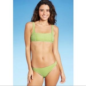 Xhilaration 2-Piece Green Textured Bralette Cheeky Bikini Swim Set Juniors XL